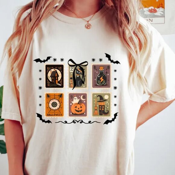 Retro Halloween Ghost Tee, Fall Pumpkin Season Graphic Shirt - Picture 1 of 4